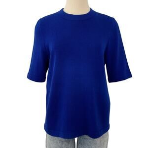 Toula Vintage Wool Blend Knit Sweater Short Sleeve Royal Blue Size 14